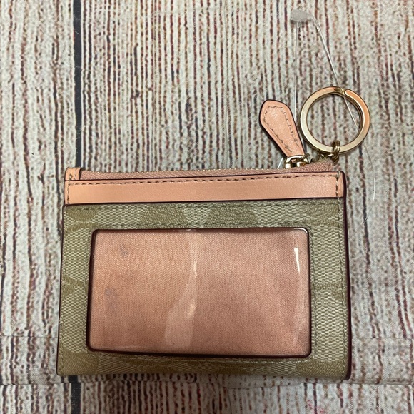 Coach Tan and Pink Key Card Holder small - Picture 2 of 5